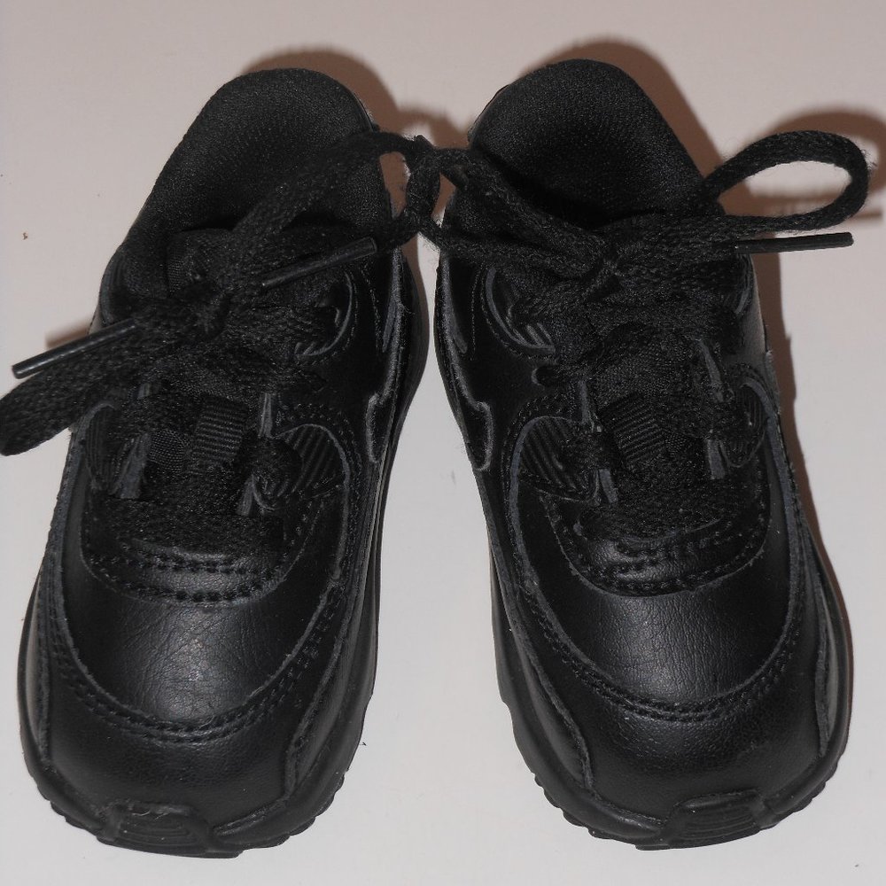 AIR MAX BLACK LEATHER TODDLER ATHLETIC SNEAKERS LACE-UP SHOES SIZE 4C